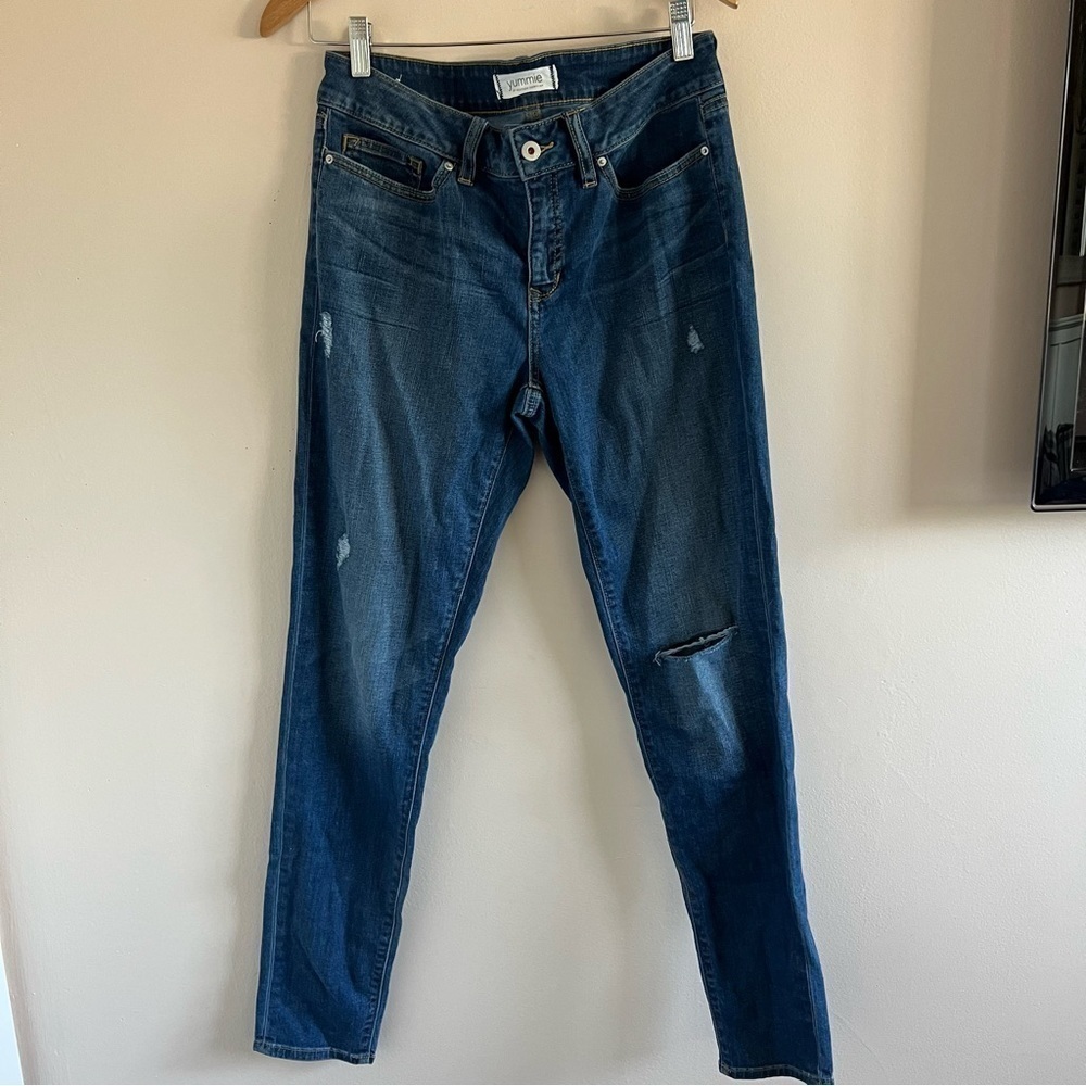 Yummie Blue Ripped Skinny Jeans Size 29 | Distressed Denim Stretch Like New